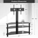 Corner TV Stand for 32-70 inch LED LCD OLED Plasma Flat Curved TVs, Height Adjustable TV Cabinet With Bracket up to 40kgs, Swivel TV Floor Stand with Tempered Glass Shelves Max VESA 600x400mm image 3