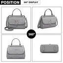 Miss Lulu Suede PU Leather Shoulder Bag, Top Handle Crossbody Purse, Elegant Saddle Handbag for Work Wedding Evening Daily grey image 7