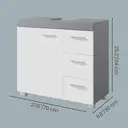 Ochama x SONGMICS Bathroom Storage Unit with Drawers, Under Sink Cabinet with Compartments and Feet, for Pedestal Basins, White and Grey image 2