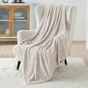 Bedsure Flannel Blanket - Solid Natural, 130x150cm, 1 Piece, 100% Polyester image 1