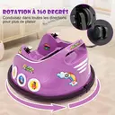 Costway Voiture électrique pour enfants 12 V, rotation à 360 degrés, avec musique, lumières et télécommande, violet image 3