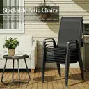4pcs Gartenstühle Stapelstuhl Camping Hochlehner Terrassenstuhl Textilene Stahlgestell für Gärten Balkone Restaurants 150 kg Belastbar 54 x 69 x 93cm Schwarz Schwarz image 3