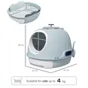 PawHut Cat Litter Box Toilet with Litter Scoop Enclosed Drawer, Front Entry Top Exit, Easy To Clean Blue image 1