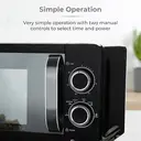 Tower T24042BLK Manual Microwave with Sleek Mirror Door, 800W, 20L, Black & Chrome image 3