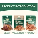 MeatyWay Friandises pour chiens emballées au poulet et aux légumes, riches en protéines, faibles en matières grasses, 100 % naturelles, filets de poulet, entraînement pour chiens sain et naturel aux carottes et patates douces, 300 g / 10,58 oz (lot de 3) image 1