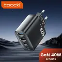 Toocki Bloc chargeur mural USB-C rapide, 40 W, 4 ports USB-C, adaptateur PD + chargeur USB multiport QC 3.0, pour iPhone 17/16/15/14/13/12 Pro Max, iPad, Galaxy S25 image 1