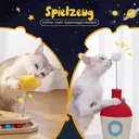 PAWZ Road Jouet interactif pour chats multifonction, griffoir en forme de fusée en sisal et parcours à billes en bois massif - 43 cm x 43 cm image 3