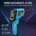 Tilswall Infrared Thermometer Gun, Laser Temperature Gun, -50°C~600°C (-58F~1112F) with Adjustable Emissivity, for Cooking/Pizza Oven/BBQ/Vehicle Repair, Meat Thermometer included,Not for Human image 2