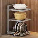 Maxcook Carbon Steel Pot Rack Organizer for Cabinet, 3-Tier Adjustable Pot Lid Holder & Pan Organizer Rack, Heavy-Duty Steel Cookware Storage for Kitchen Cabinet & Drawer Organization, Fits Pots, Pans, Lids 23*28*43cm MCZW9187 image 1