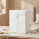 JOYFURNOS Schmuck-Organizer mit Schubladen, 8-stöckige Aufbewahrungsbox, Große Kapazität, Moderne Geschenkidee, Für Schlafzimmer, Weiß image 5