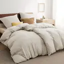 Bedsure Parure de lit 100 % polyester Natural - 2 housses 135 x 200 cm et 2 taies 80 x 80 cm image 1