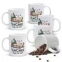 Alphynix 1pc 11oz White Mug with "TEACHERS Change the World" Quote & Educational Icons, Inspirational Christmas or Thanksgiving Gift for Educators image 0