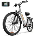 URLIFE Vélo électrique adulte 26 pouces, avec écran LCD, batterie amovible 48 V 10,4 Ah, moteur 250 W, transmission à 7 vitesses, autonomie maximale 80 km, trajet quotidien, vélo de montagne Blanc 26 pouces image 1