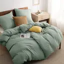 Bedsure Parure de lit 100 % polyester vert - 2 housses 135 x 200 cm et 2 taies 80 x 80 cm image 0