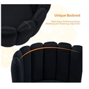 CLIPOP Velvet Dining Chairs Set of 2 Vanity Chair with Petal Back and Metal Legs, Modern Makeup Chair for Bedroom Dressing Table Kitchen Living Room black 45*47*82cm image 2