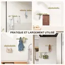 KAPANOU Porte-manteau mural en bois avec 6 crochets en métal robustes - Blanc image 1