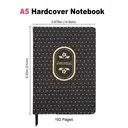 Jubiluu Carnet ligné A5 à couverture rigide en tissu avec marque-page et élastique - Navy Dots image 2