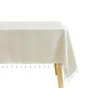 Ablecloth Nappe en lin et coton lavable, anti-poussière et anti-plis, avec franges, pour table de cuisine, table à manger, table basse et table de jardin, 120 x 120 cm image 0