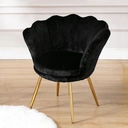 CHAIRUS Chaise d'appoint en velours en forme de pétale avec pieds dorés - Noir image 1