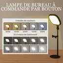 HOMCOM Lampe de bureau LED lampe de table dimmable 5 modes de couleur 10 niveaux de luminosité, protection des yeux, tête orientable, hauteur ajustable, minuterie, port USB, support téléphone, noir image 4