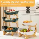 Double-layer snack tray, Material: PP plate + bamboo frame;.1 frame (15*22cm) + 1 plate (17*25*5.5cm) + 1 plate (18*26.5*6cm); Colors: Apricot image 2