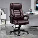 Vinsetto Office Chair with 6-Point Maaasge, PU Leather Computer Desk Chair with Padded Seat and Armrest, Tilt Function for Home, Brown image 1