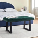 CLIPOP Upholstered Dining Bench, 100 cm Velvet Padded Seat, Ottoman Bench Hallway Bench with Sturdy Metal Legs, Dining Room Bench Seating for Entryway Living Room Bedroom Green image 3