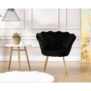 CHAIRUS Chaise d'appoint en velours en forme de pétale avec pieds dorés - Noir image 7