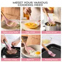 MEOKY Ensemble de 12 ustensiles de cuisine en silicone avec petit porte-objets - Rose image 3
