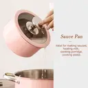 PURECOOK Colored Ceramic-Coated 304 Stainless Steel 4-Piece Cookware Set Series
16cm Milk Pot, 18cm Soup Pot with Steamer Insert , 22cm Hot Pot, 24cm Stock Pot - Pink Ceramic Coating, Multi-Ply Base, Heat-Conducting Silicone Glass Lid, 304 Stainless Steel image 6
