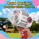 TOKKY Electric Bubble Gun for Kids, 36-Hole High-Density Bubbles, Leak-Proof Large Bottle, Colorful Lights, Includes Refill Fluid, Easy Assembly Outdoor Toy - Pink image 5