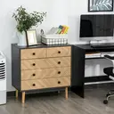 HOMCOM Drawer Chest Herringbone 5 Drawers Black/Oak Effect image 3
