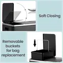 SONGMICSHOME Triple Recycling Bin, 3 x 18L Pedal Waste Bins with Soft-Close Lids, Steel, for Kitchen, Black image 5