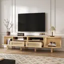 Meuble TV Ovale 170cm- En Rotin-Jusqu'à 70 Pouces-Couleur bois image 2