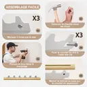 KAPANOU Porte-manteau mural en bois avec 6 crochets en métal robustes - Blanc image 4