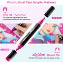 Ohuhu Stylos de peinture à l’aquarelle, 90 couleurs : à double pointe (ronde et fine) image 2