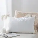 Phantoscope Pack of 2 Corduroy Soft Pillow Covers Decorative Striped Velvet Throw Pillows with Cotton Tassels Ultra Solid Cushion Covers Pillowcases, White 30 x 50cm image 0