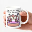 Alphynix 1 Mug blanc 33cl avec citation "Je peux me lever et briller... Mais pas en même temps" & Hibou endormi, cadeau de Noël ou Thanksgiving relatable,Le cadeau de la saint-valentin, cadeau d’anniversaire image 2