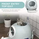 PawHut Cat Litter Box Toilet with Litter Scoop Enclosed Drawer, Front Entry Top Exit, Easy To Clean Blue image 3
