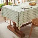 Nappe Rectangulaire Rustique à Carreaux avec Broderie et Bordure en Dentelle – Coton et Lin Anti-Poussière pour Cuisine et Salle à Manger 140x230cm – Bleu Clair image 1