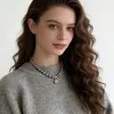 VoxorAI XL25 Grey Bubble Sugar Cube Necklace Pearl Necklace Sweater Chain Pendant Detachable All Seasons image 3