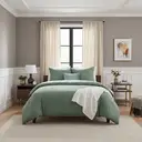 Parure de lit 135 x 200 cm 4 pièces Vert clair - Ensemble de 2 housses de couette avec 2 taies d'oreiller 80 x 80 cm, ensemble de parure de lit en microfibre vert clair avec fermeture éclair, 90% Polyester image 2