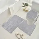 Bathroom Rugs Set 3 Piece, Plush Absorbent Bath Mats for Bathroom,
Non Slip Machine Washable Bath Mat Set with 38*44cmToilet Cover, 50*40cm U-Shaped Contour Toilet Rug,50*80cmBathroom Rugs,grey image 0