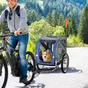 PawHut Folding Dog Bike Trailer Pet Cart Carrier for Bicycle Travel with Hitch Coupler in Steel Frame Blue image 2