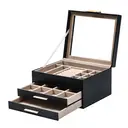 JORDAN&JUDY Multi-Layer Jewelry Box Small Earring Box Ring Storage Box Necklace Box Earring Jewelry Case - 3 Layer Black image 1