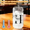 Alphynix 1pc Modern Glass Cup, 500ml Tall Iced Coffee Glass with Monogram "H" Design, Bamboo Lid & Straw, Cold Drink Tumbler for Iced Tea, Juice, Boba image 4