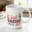 Alphynix 1pc 11oz White Mug Printed with "BEST TEACHER EVER", Apple and Pencil Design, Perfect Thanksgiving or Christmas Gift for Teacher image 1
