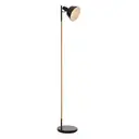 Interiors by Premier Floor Lamp Bryant Wood & Metal Black H:150cm image 0