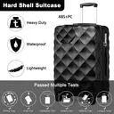 British Traveller 24" Medium Suitcase with 4 Wheels Lightweight ABS+PC Hard Shell Suitcase Hold Check-in Luggage Built-in TSA Lock(Black, 64cm) image 2