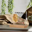 Alphynix 1 pc plaque mère-fils française, "MON FILS" cadeau en acrylique avec motif lionne et lionceau, présente des citations en lettres rouges "SI J'AVAIS...JE T'AIME" sur un socle en bois, souvenirs émotionnels de relations à distance image 2